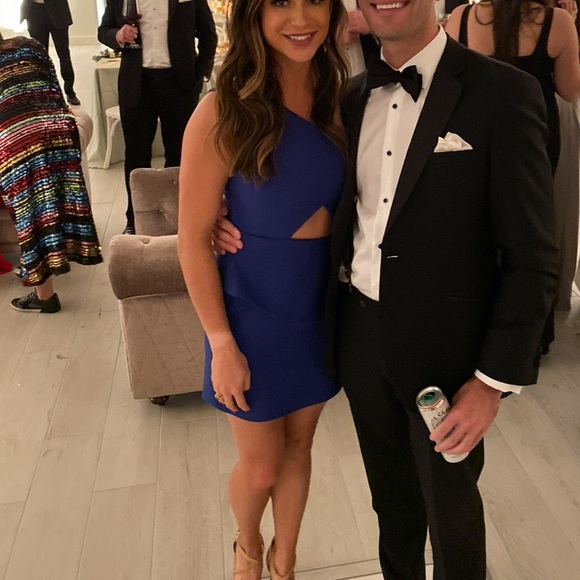 NBD X Naven Think About it Dress Mini Cobalt Blue Cut Out One Shoulder size: S - Picture 4 of 7